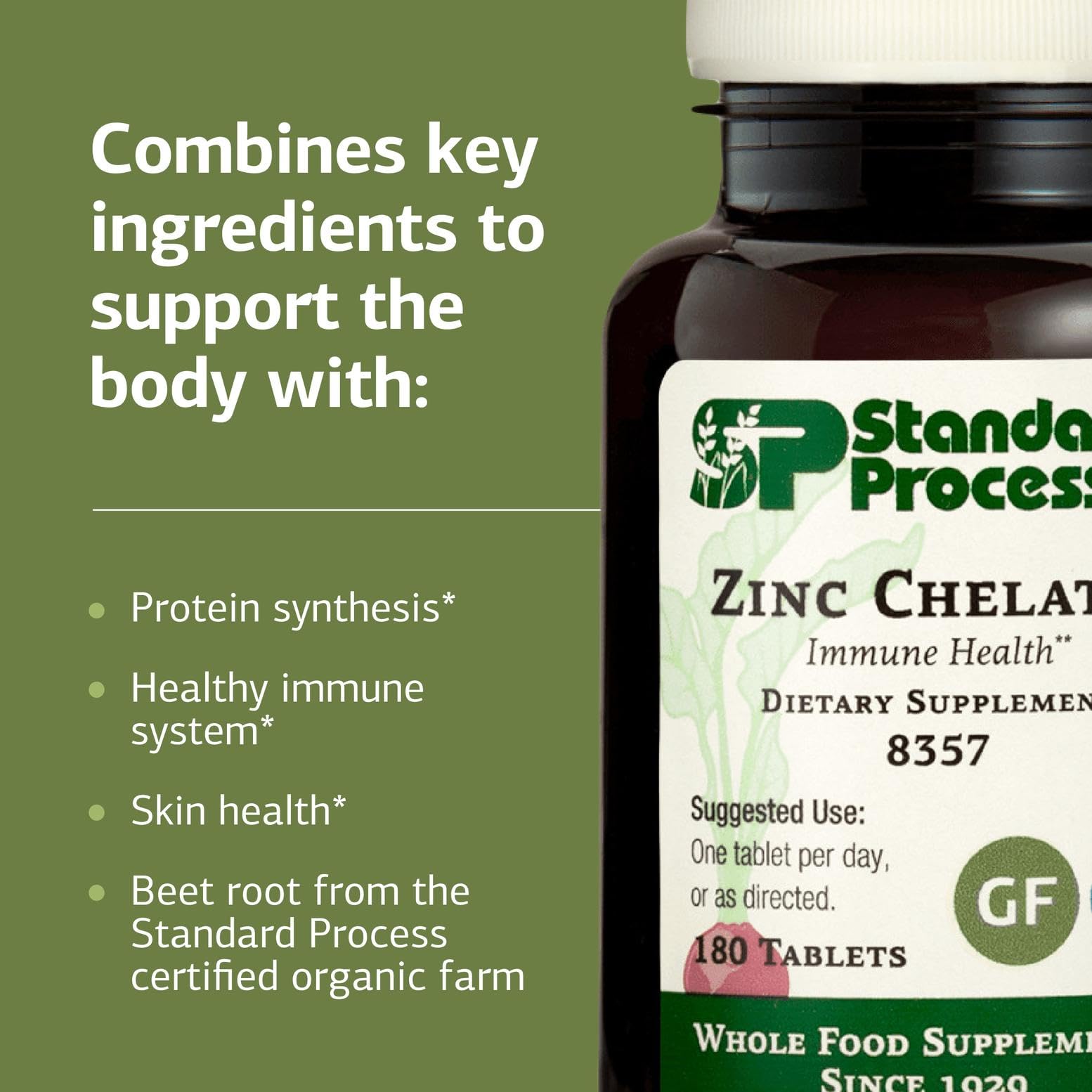 Boîte Zinc Chelate Standard Process, emballage clair et informatif.