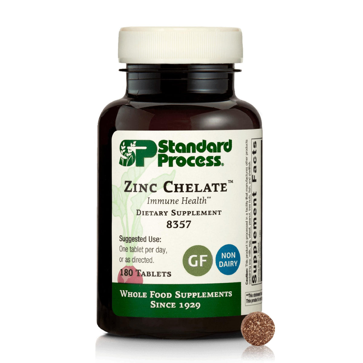 Standard Process Zinc Chelate sur bouteille, soutien potentiel du système immunitaire sain.