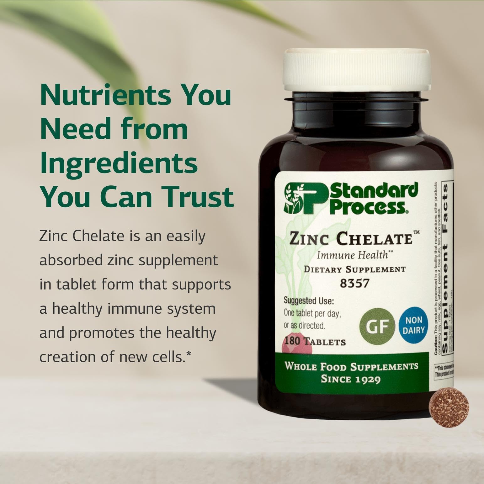 Gélules Zinc Chelate Standard Process, forme facile à prendre.