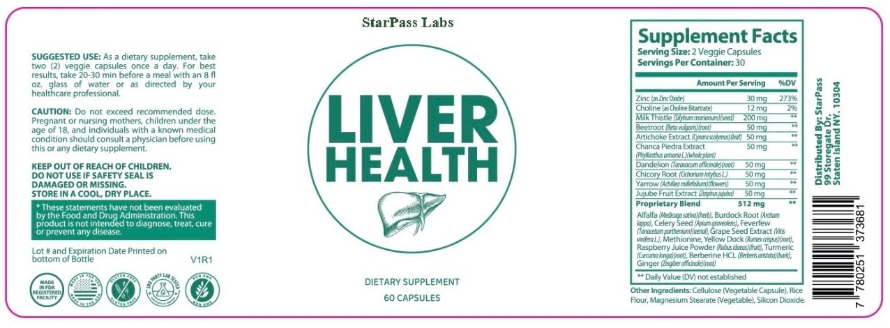 StarPass Labs Pure Santé du Foie, ingrédients naturels pour soutenir le foie.