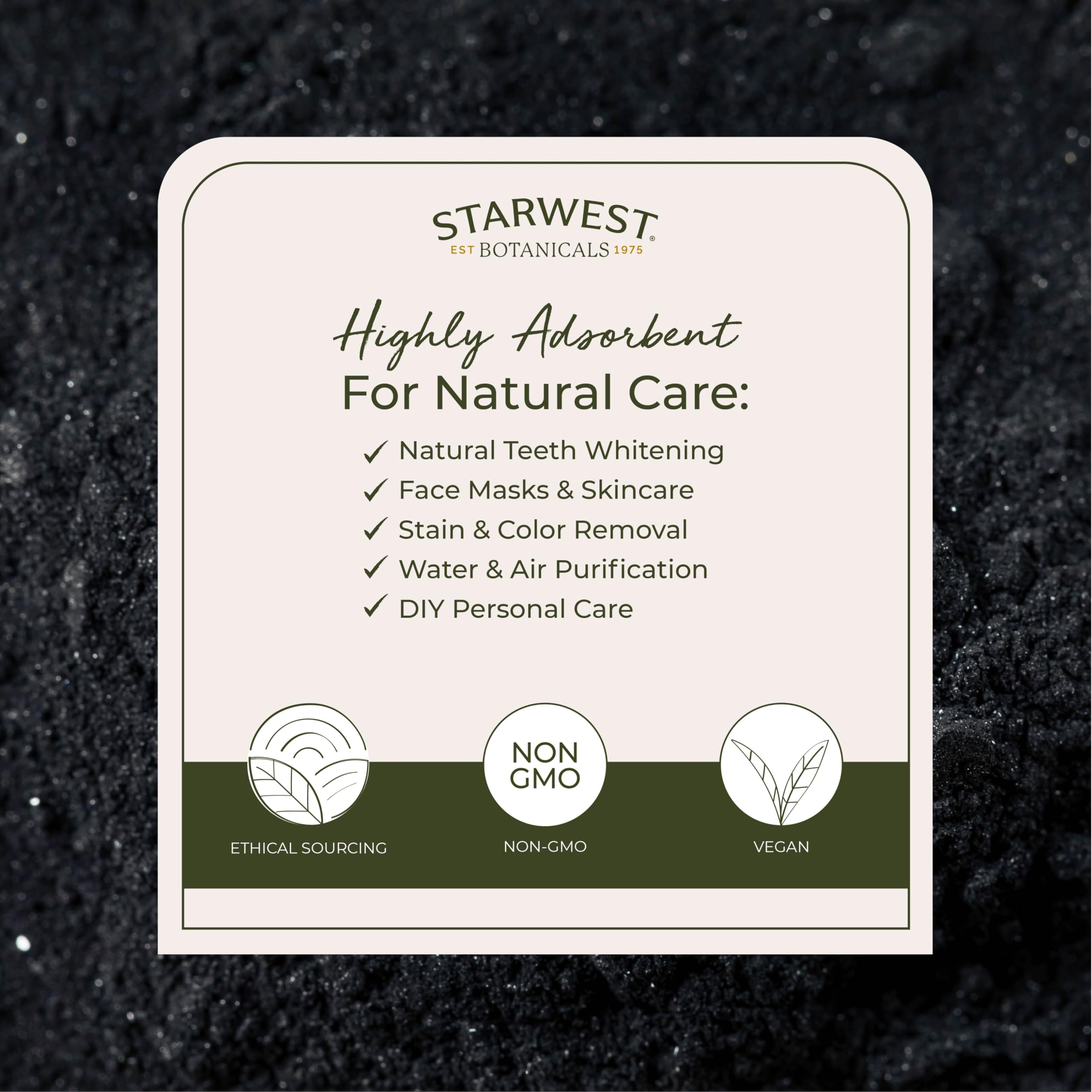 Starwest Botanicals Charbon Actif Poudre Masque Visage absorbant et purifiant