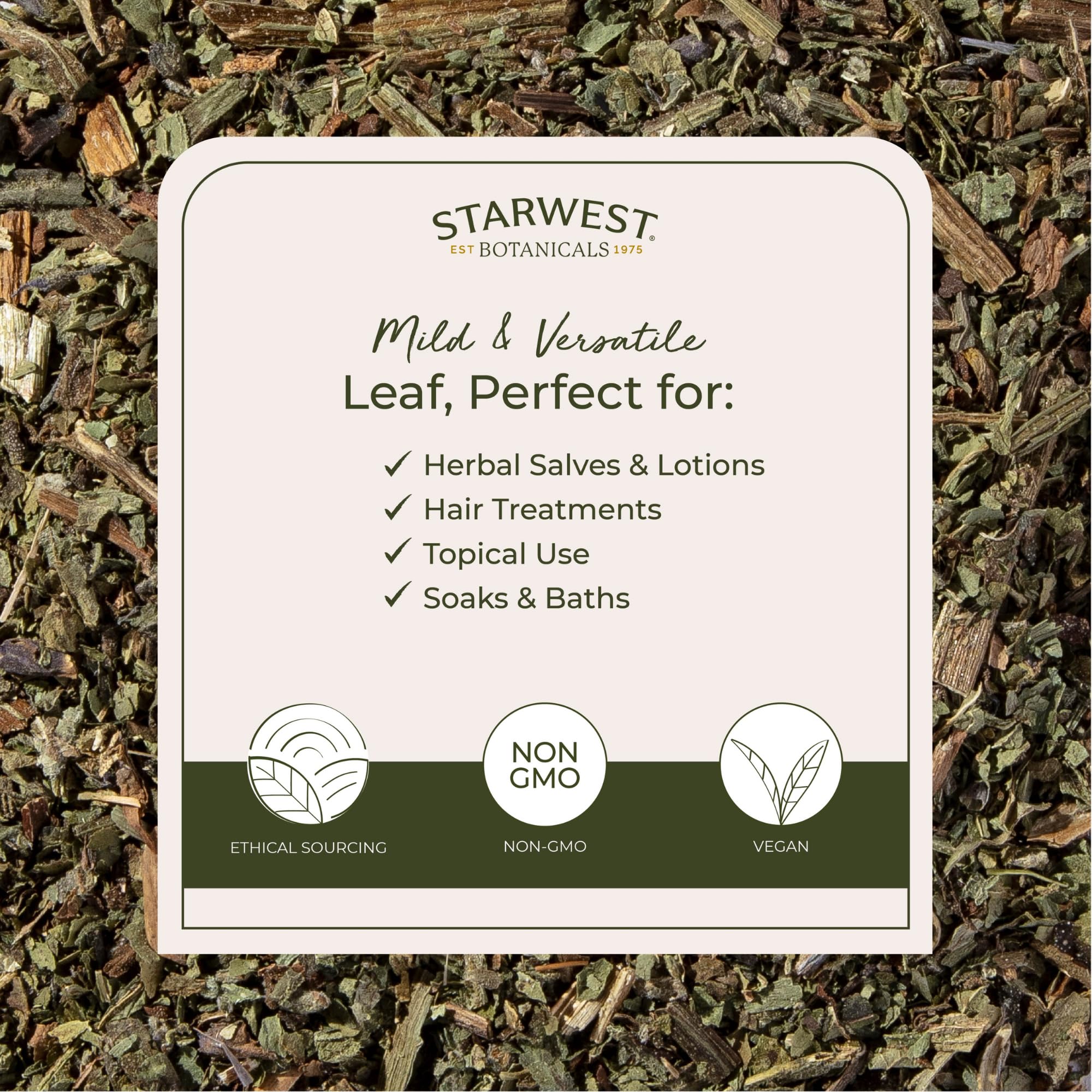 Starwest Botanicals Consoude, feuille coupée et tamisée, prête pour infusions maison