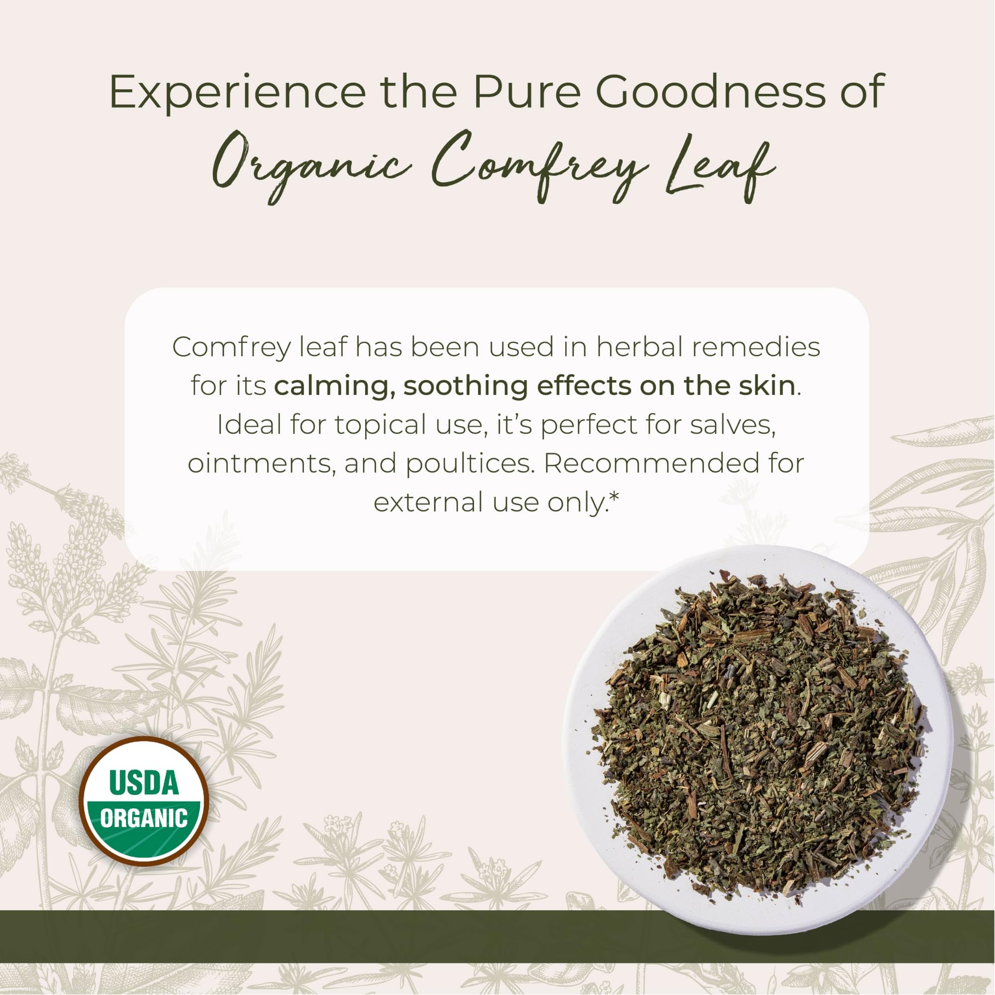 Consoude Starwest, feuille coupée et tamisée, idéale pour infusions et onguents faits maison