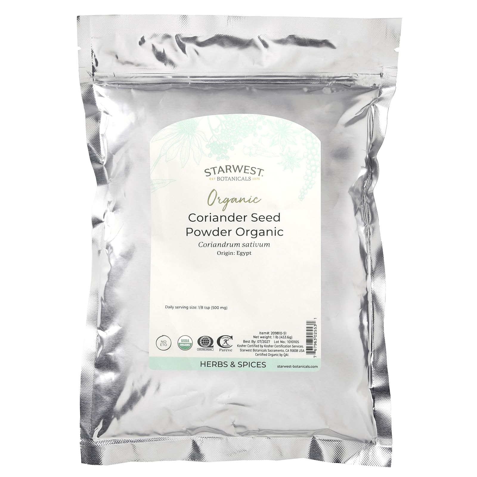 Coriandre en poudre Starwest utilisée en cuisine pour rehausser les plats.