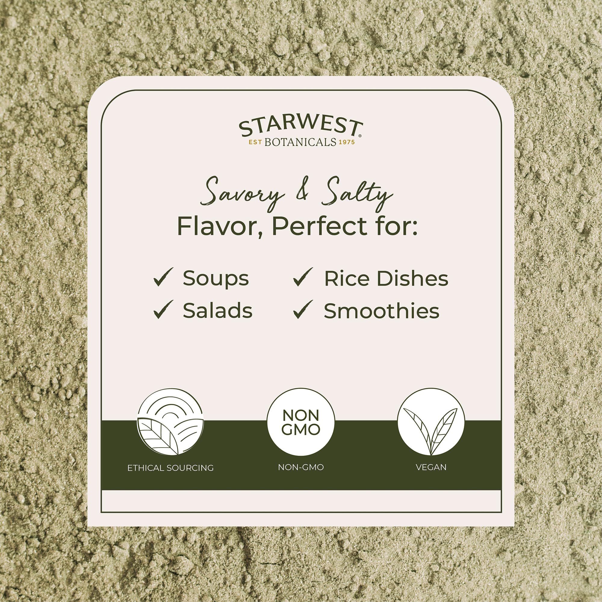 Étiquette produit Starwest Botanicals – informations et traçabilité