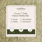 Étiquette produit Starwest Botanicals – informations et traçabilité