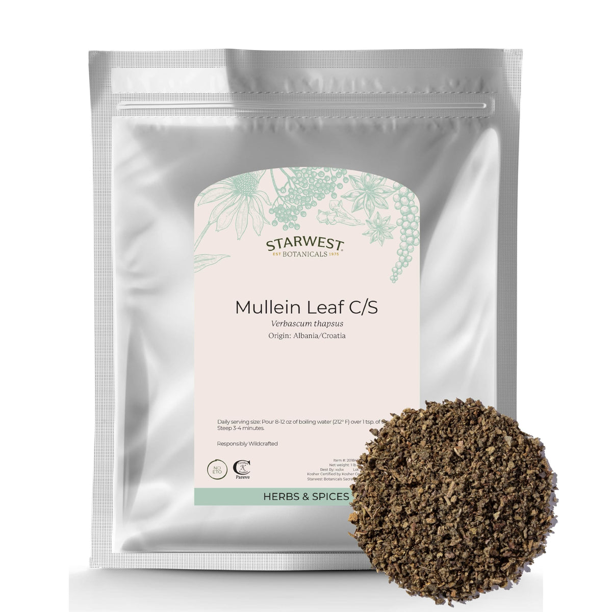 Starwest Botanicals feuilles de molène sèches pour infusion apaisante et antioxydante