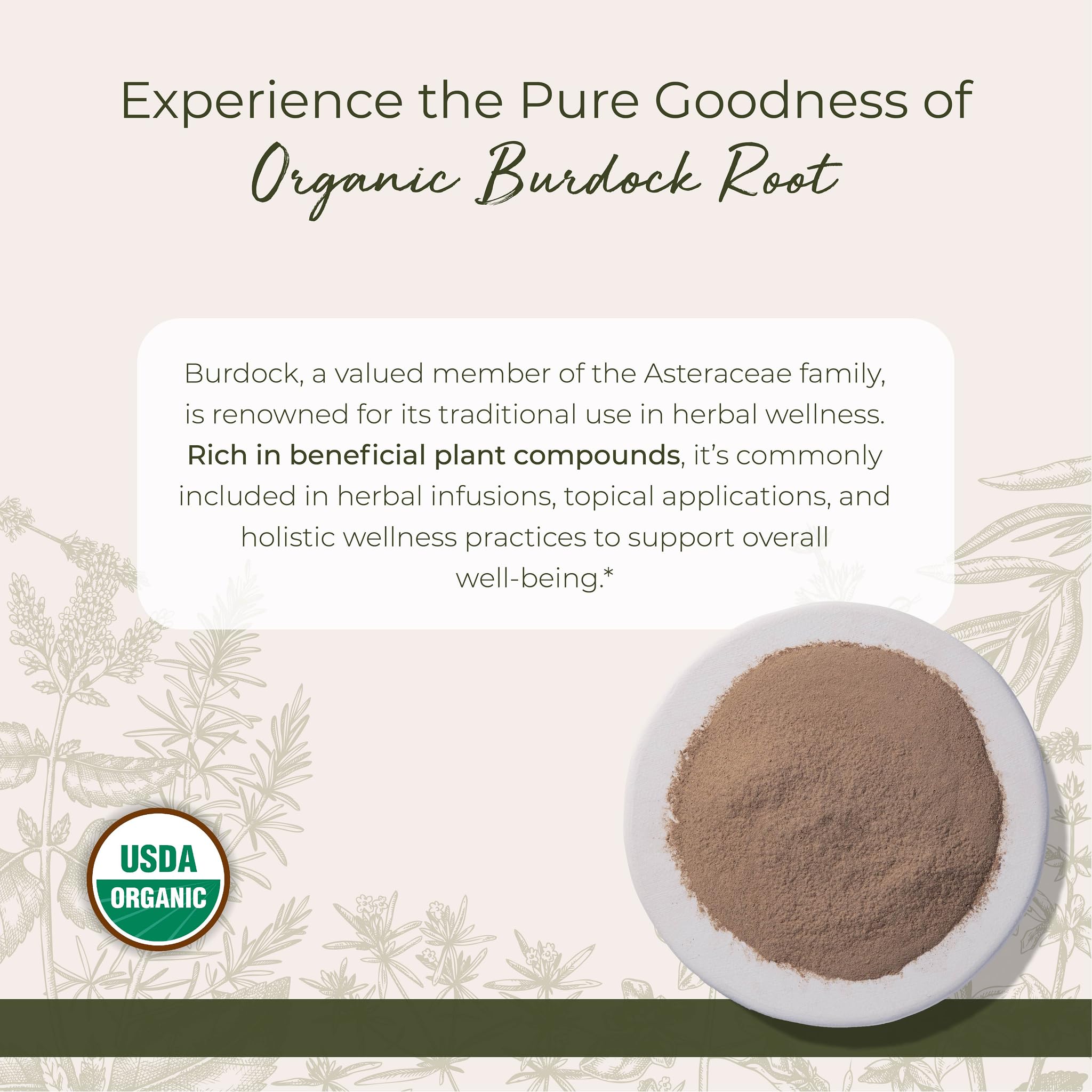 Starwest Botanicals poudre bardane bio poudre fine pour infusion.