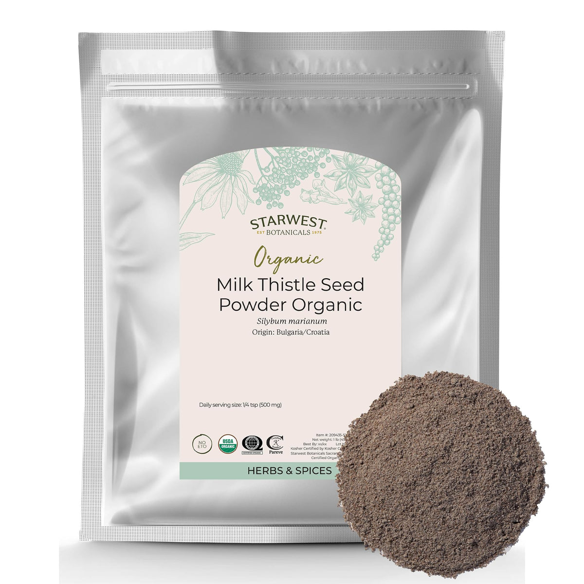 Starwest Botanicals Poudre chardon-marie idéale pour infuser le thé et cuisiner
