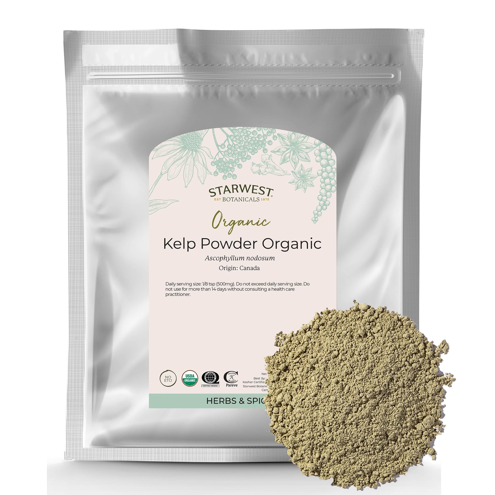 Poudre kelp biologique Starwest Botanicals prête à être ajoutée dans smoothies et plats