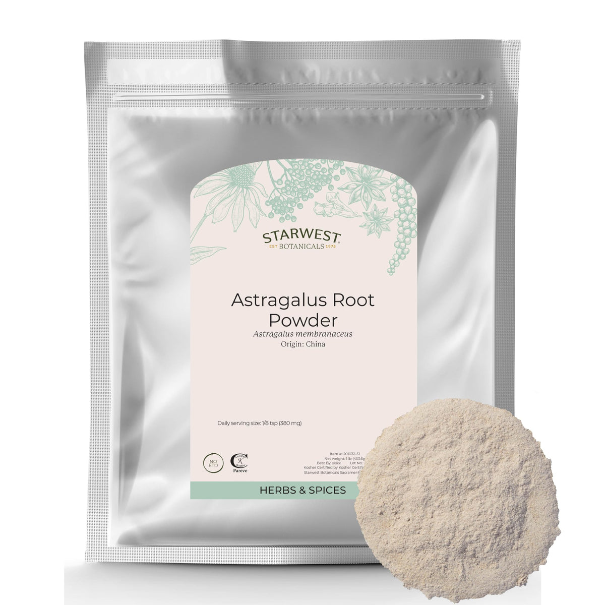 Starwest Botanicals poudre d’astragale, infusion rapide et réconfortante.