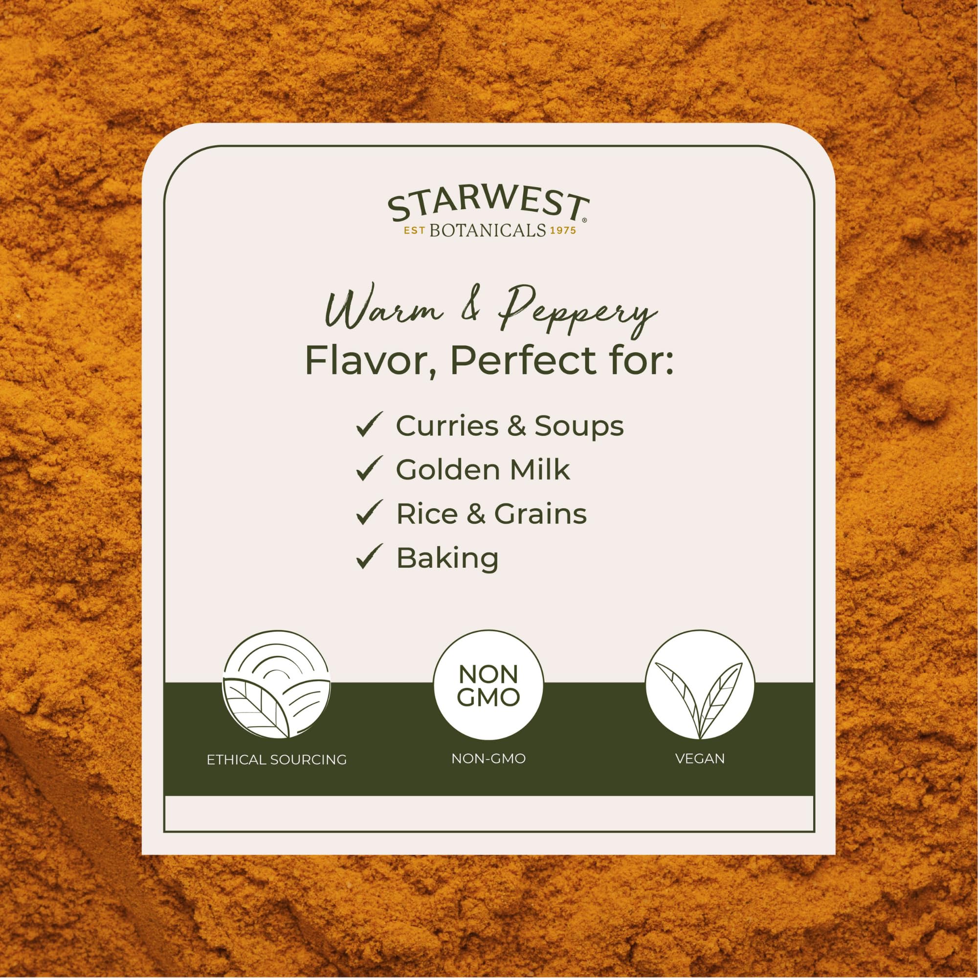 Starwest Curcuma emballage bulk 2lb: option économique pour grandes cuisines.