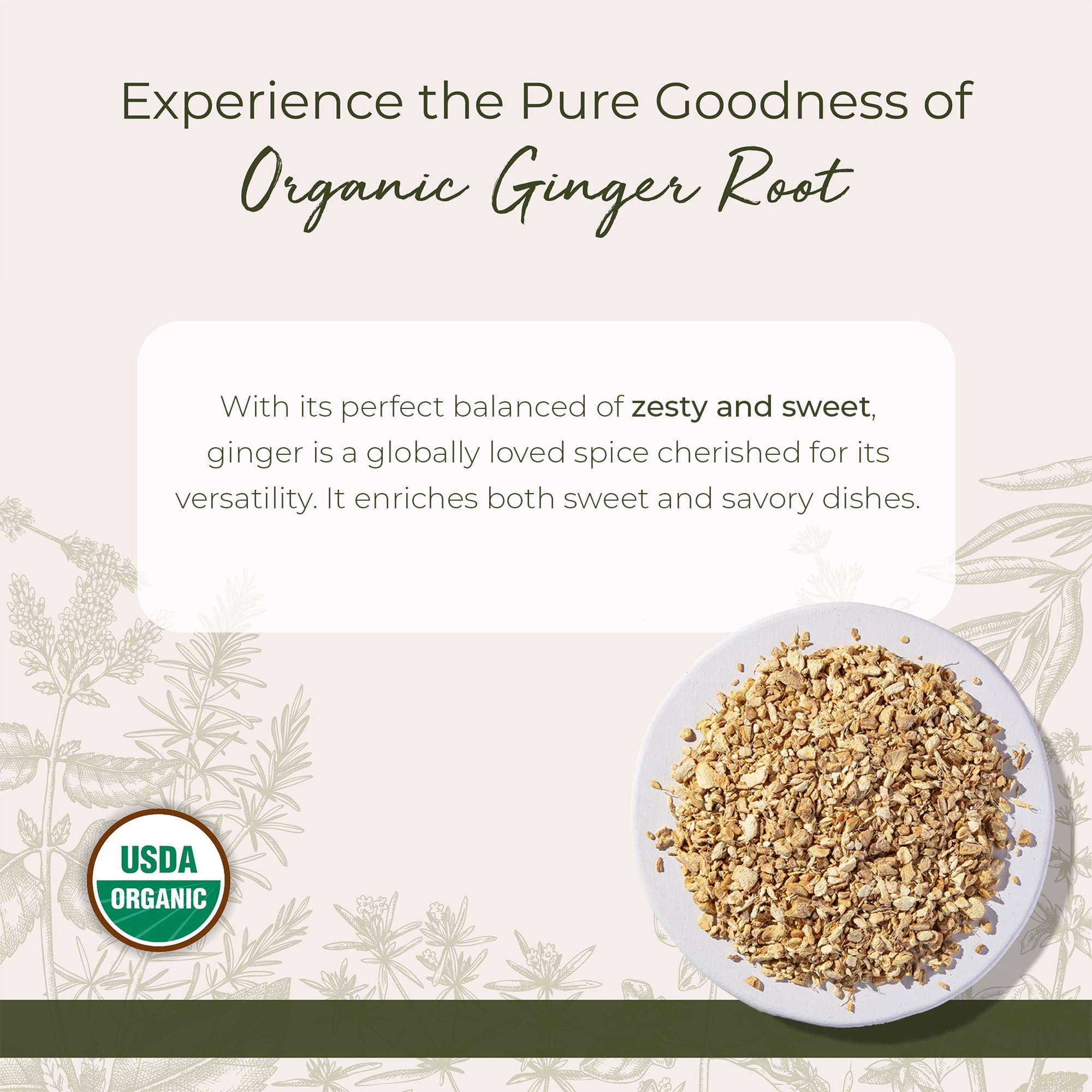 Gingembre Bio Starwest en tranches 1/4 pouce, aromatique et polyvalent.