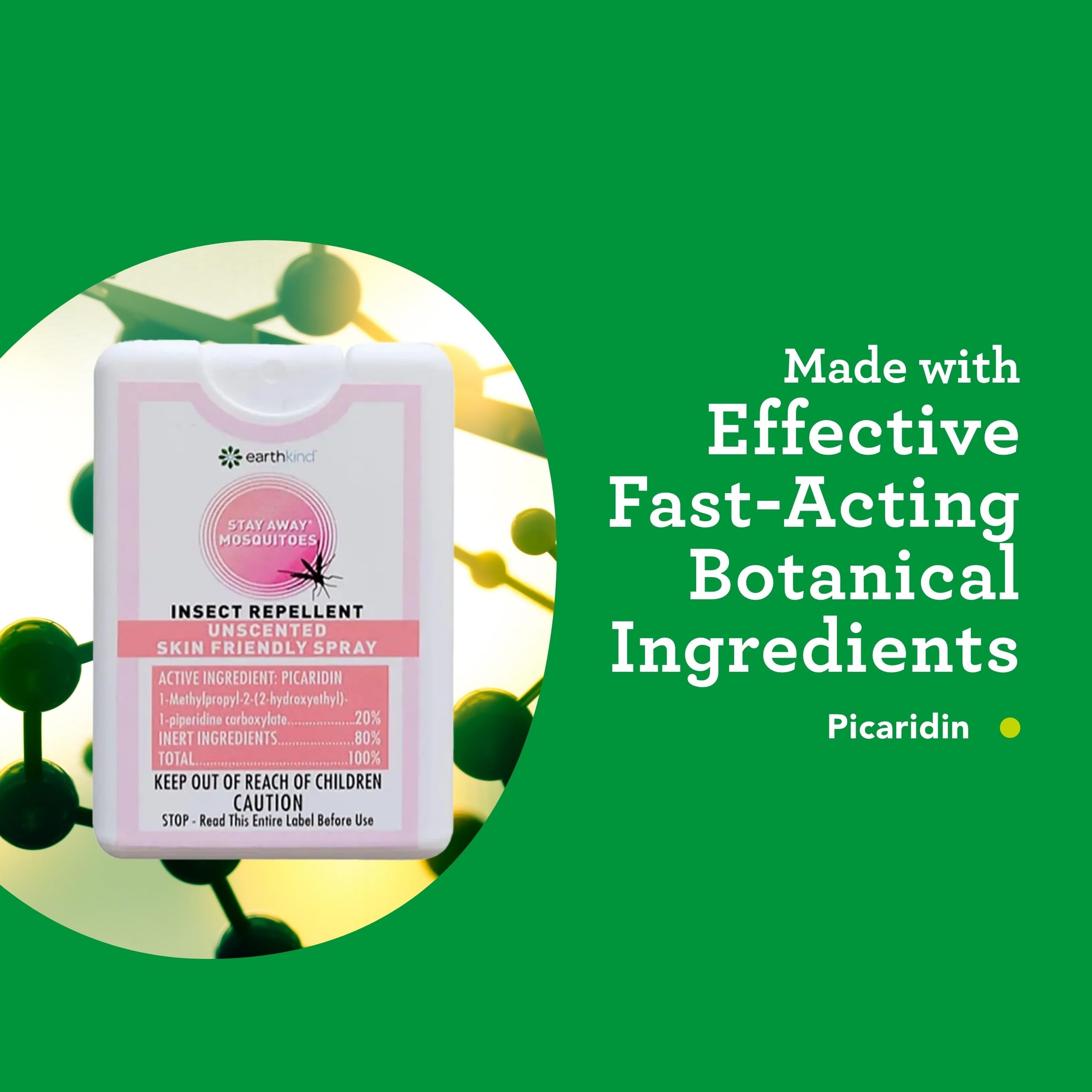 EarthKind Stay Away spray sans parfum, agréable à appliquer et repoussant les insectes.
