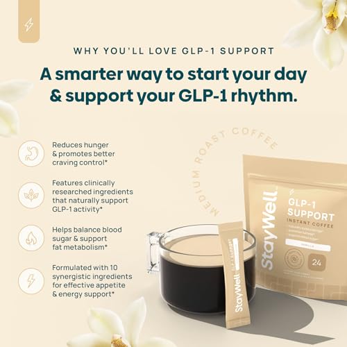 Stay-Well Naturals Slim Coffee GLP-1, dosette poudre, dosage pratique avant repas.