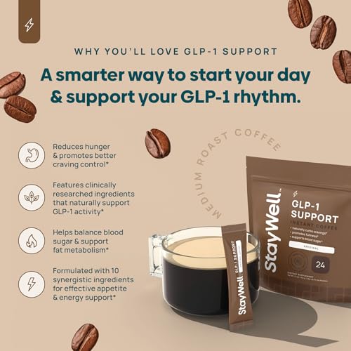 Stay-Well Naturals Slim Coffee GLP-1 – verre de café vanille prêt à savourer.