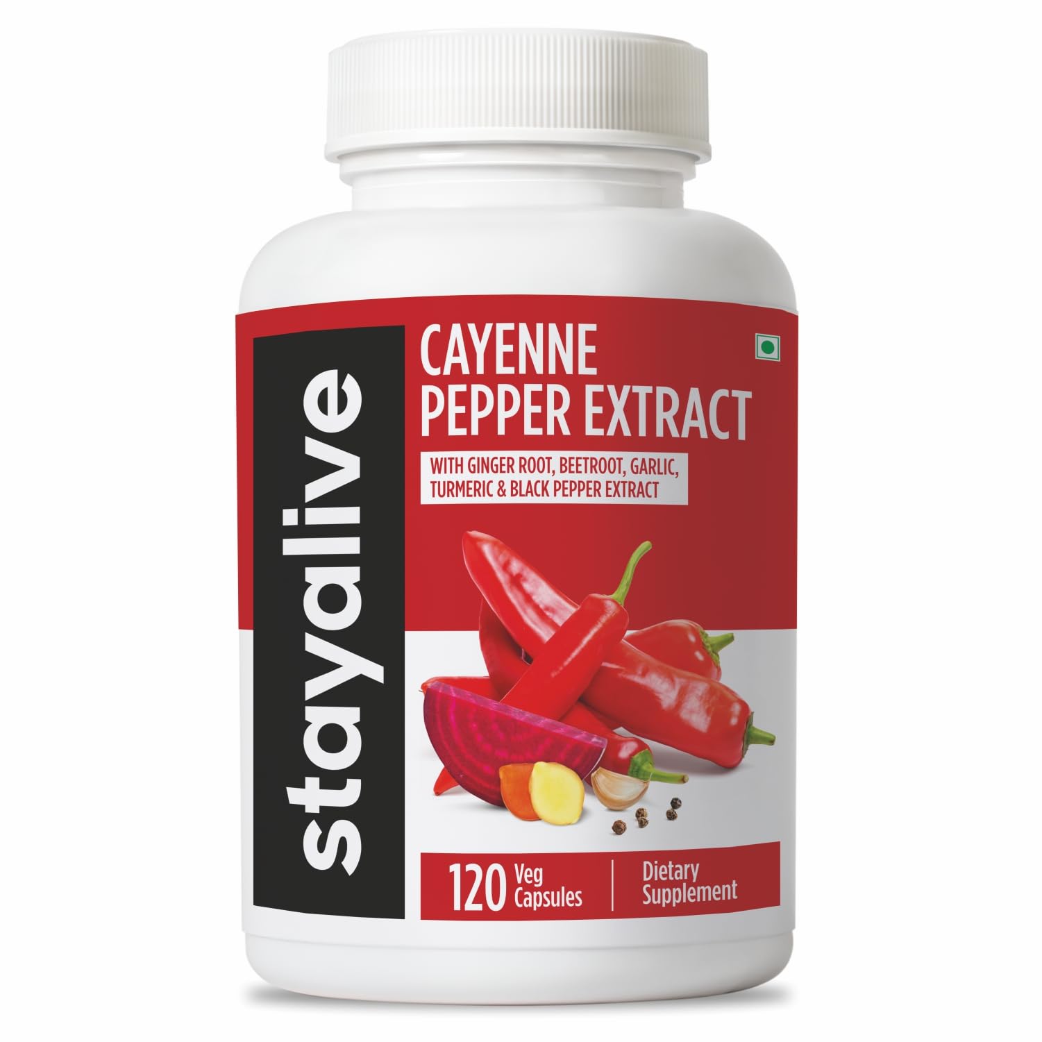 STAY ALIVE Cayenne 6-en-1 – bouteille de gélules prête à intégrer votre routine bien-être