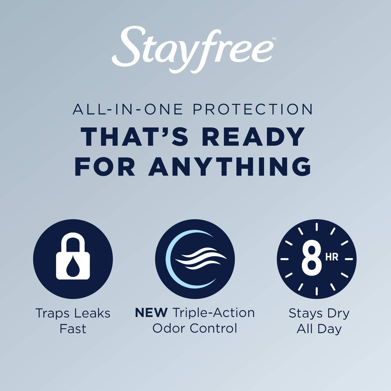 Stayfree Absorption Rapide Technologie — absorption efficace pour rester au sec.