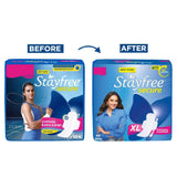 Ailes Stayfree assurant fixation stable lors des mouvements quotidiens.