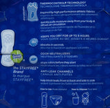 Stayfree Couverture coton doux, absorption rapide et confort.