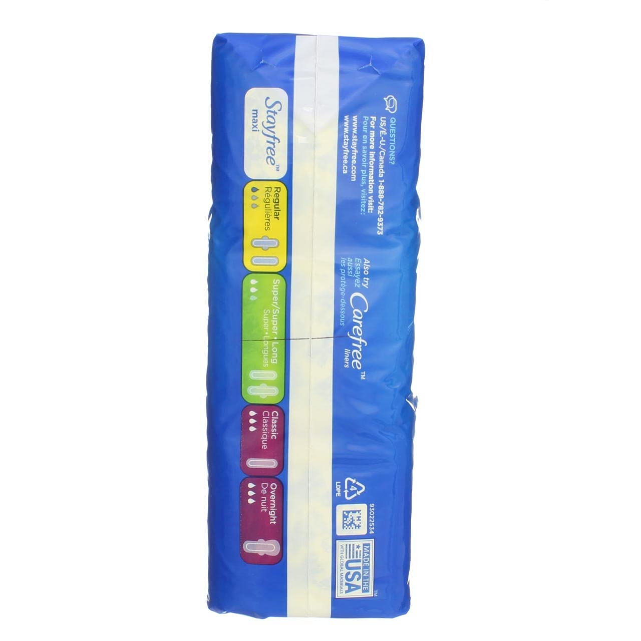 Stayfree Maxi Régulière – absorption douce et rapide.