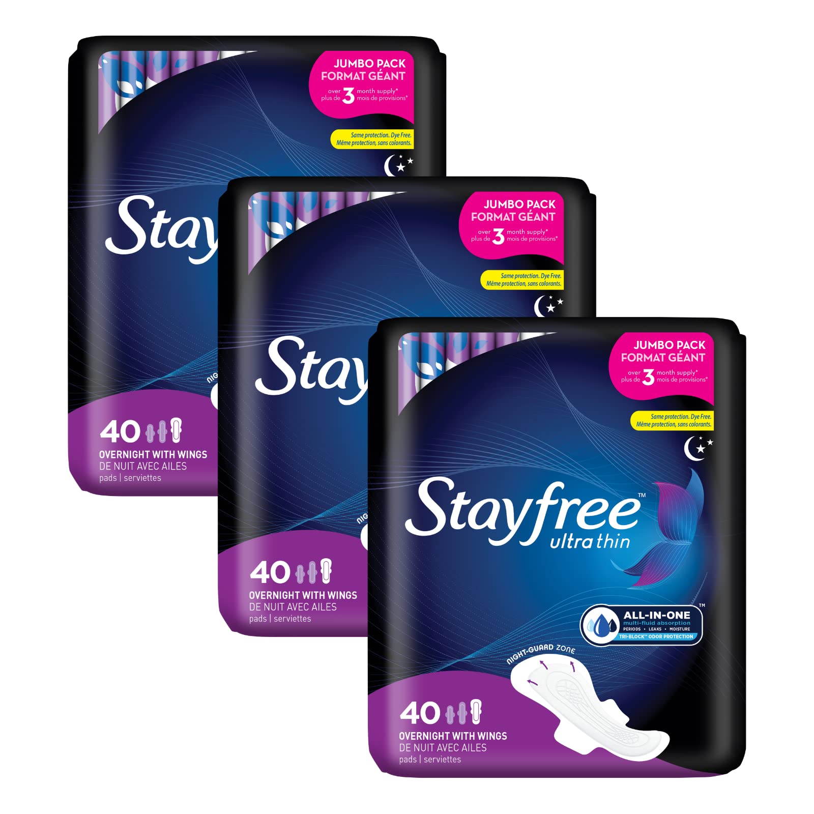 Stayfree Ultra Mince Nuit avec Ailes — emballage pratique et discret.