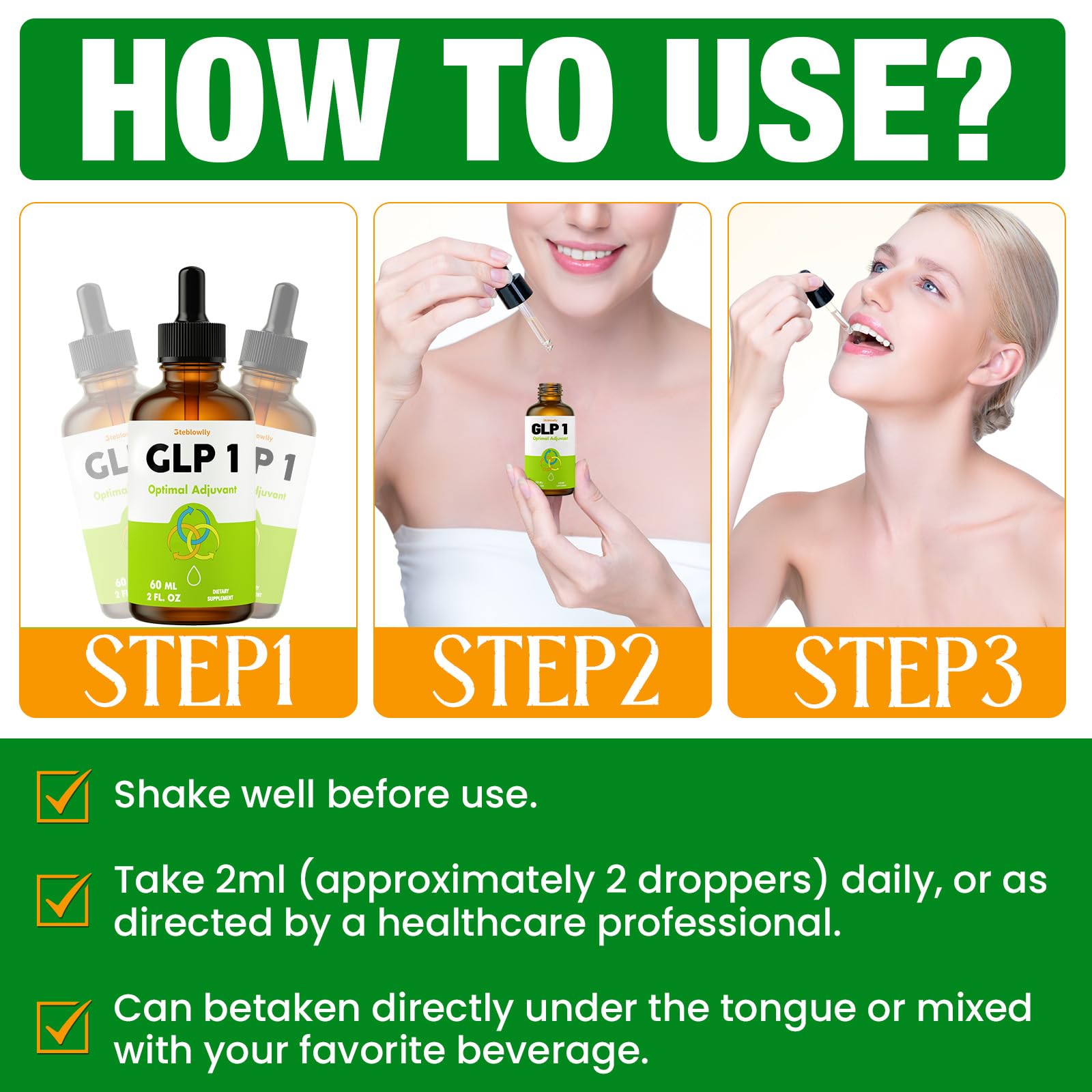 Steblowlly GLP‑1 Gouttes absorption rapide dans l eau