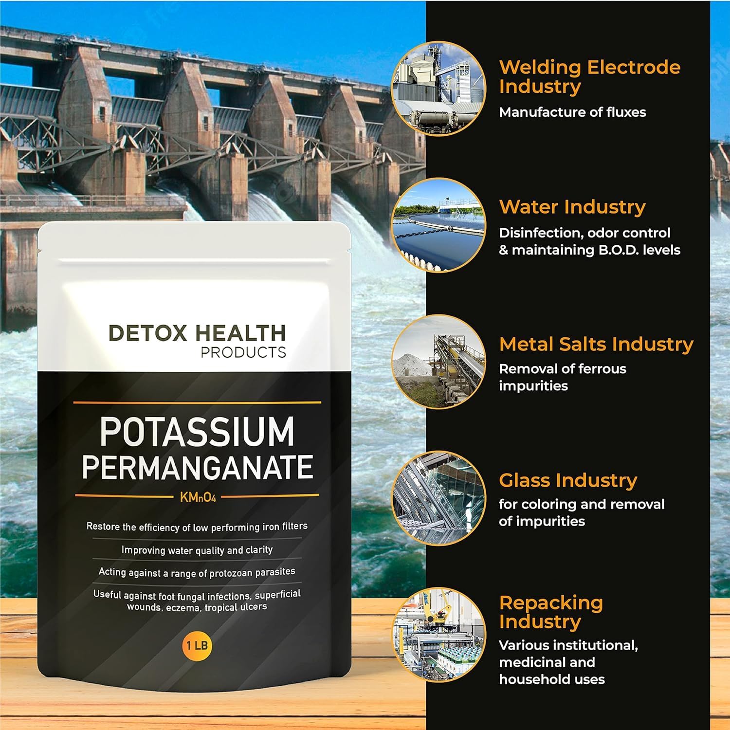 STELLAR CHEMICAL CORP Sachet ouverture permanganate potassium, accès rapide au contenu.