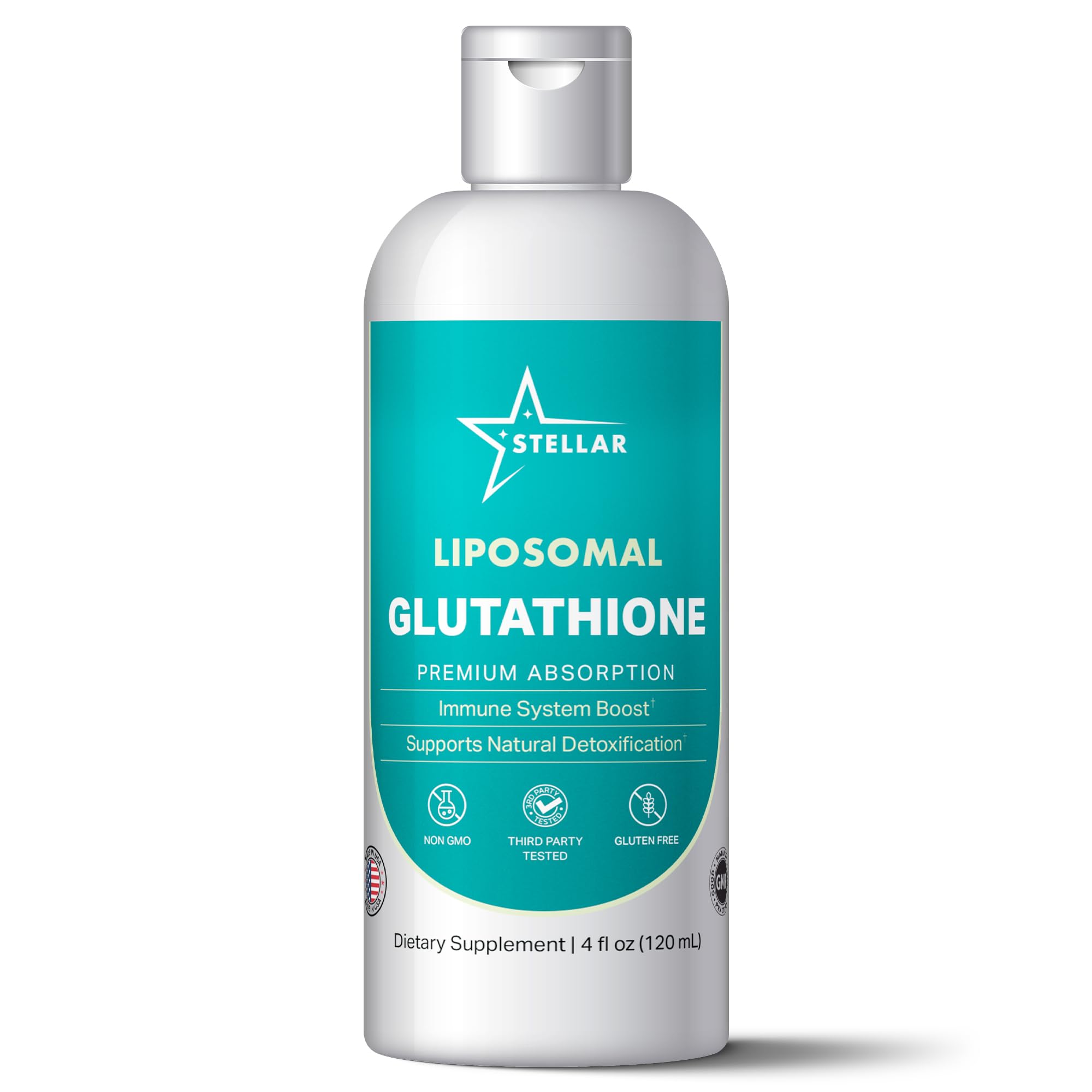 Stellar Liposomal Glutathione en bouteille de 120 ml pour une absorption potentiellement améliorée.