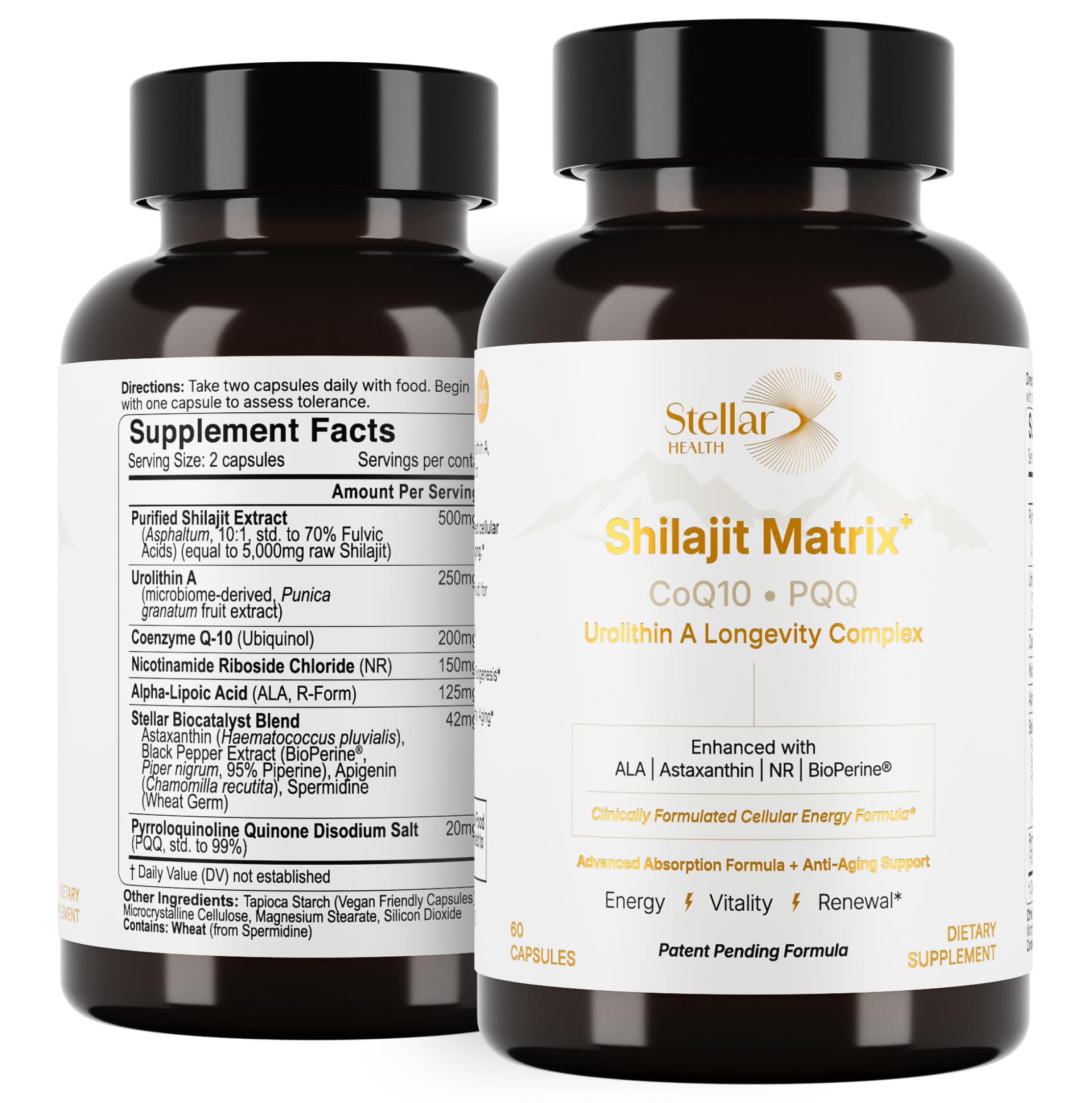 Stellar Health – bouteille du complexe mitochondrial avec Shilajit pour énergie durable.
