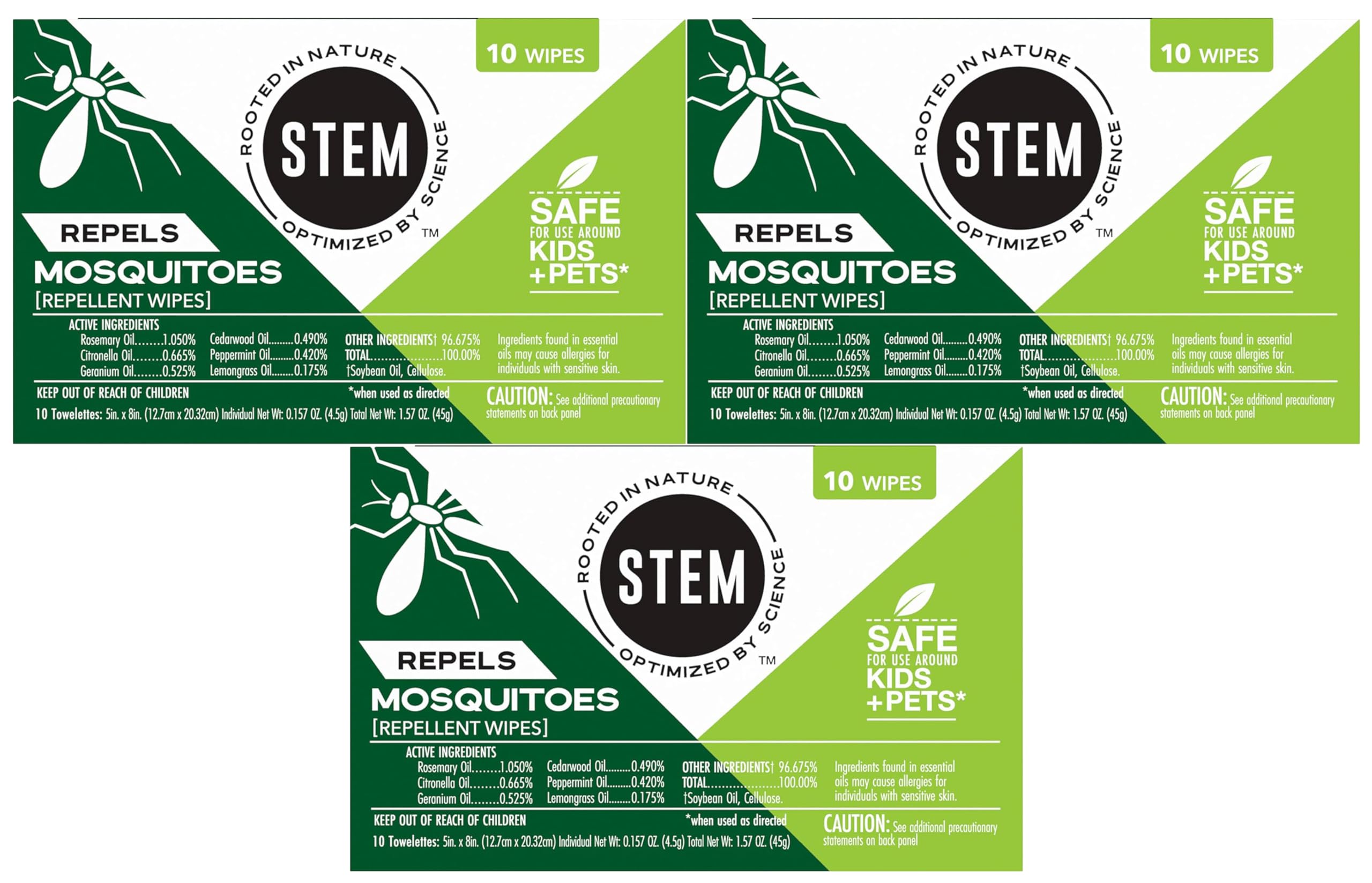 Stem lingettes anti-moustiques emballage pratique et facile à transporter.