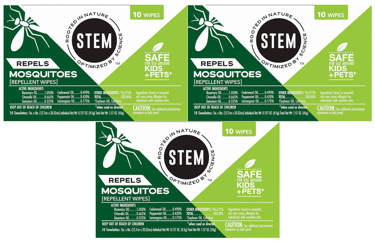 Stem lingettes anti-moustiques emballage pratique et facile à transporter.