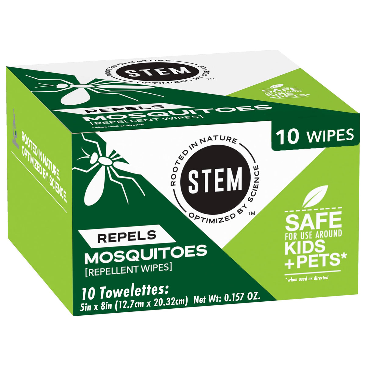STEM repousse les moustiques, lingettes pack 10, pratiques à emporter