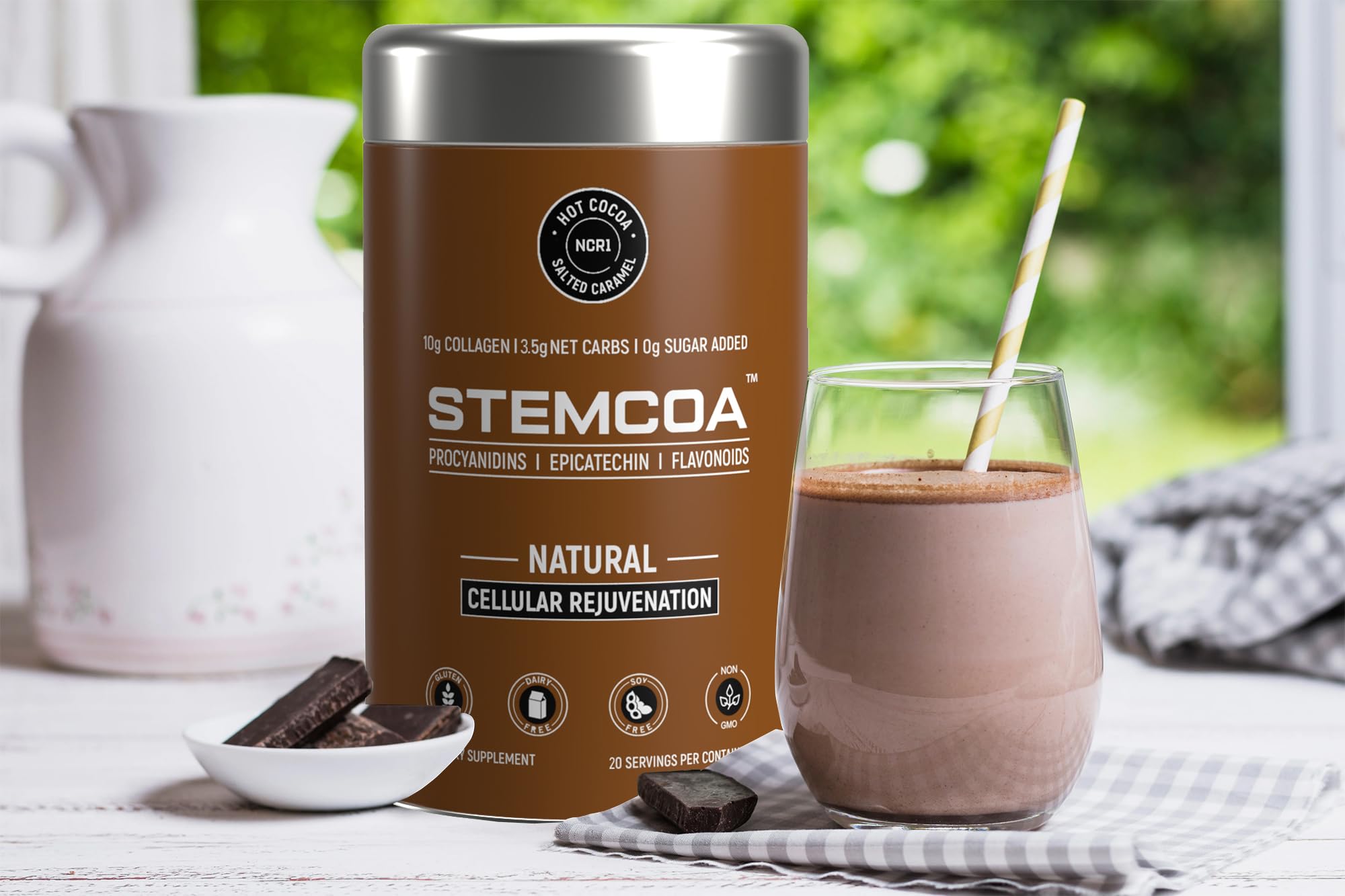 Stemcoa NCR1 cacao et résvératrol montrant les ingrédients clés
