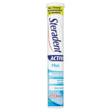 Steradent Active Plus, tablettes effervescentes, nettoyage prothèses et haleine fraîche.