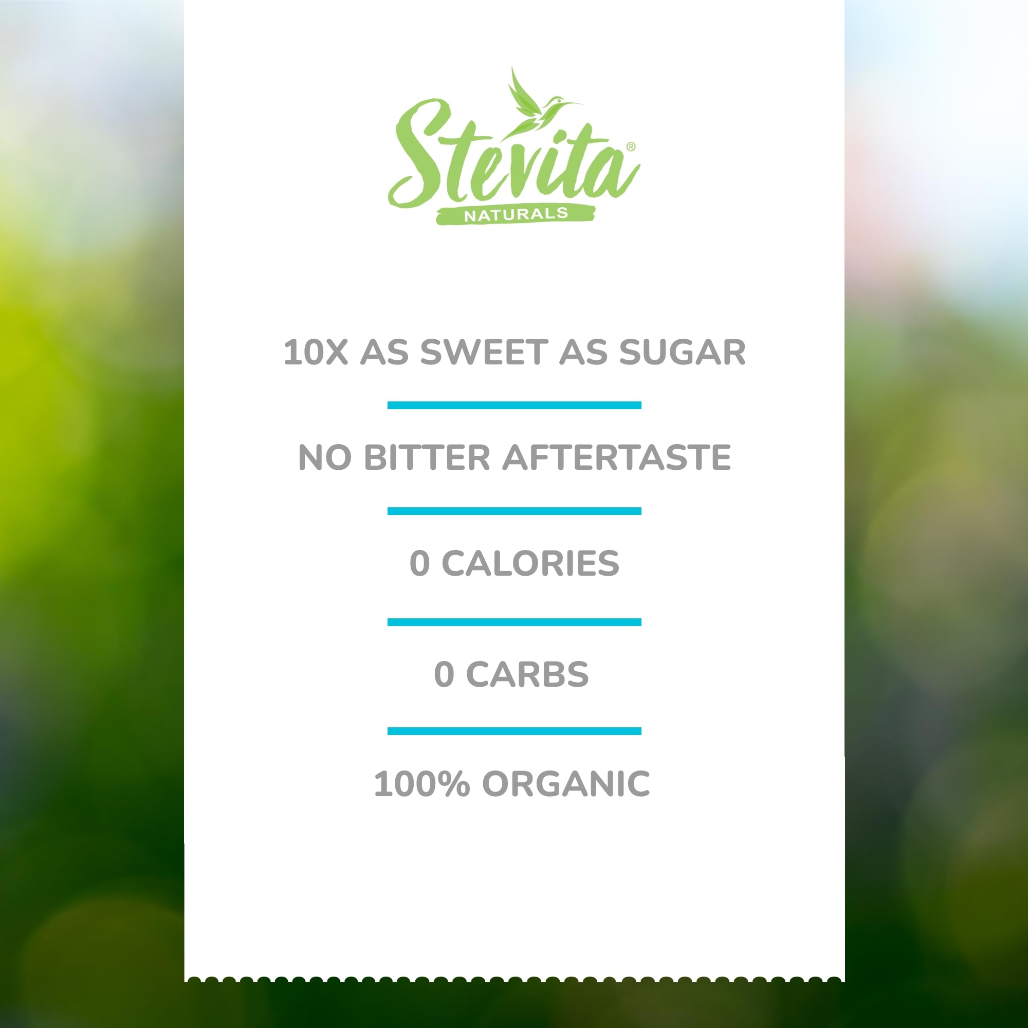 Stevita-stevia-erythritol-ingredients-naturels montre des ingrédients 100% naturels pour un édulcorant polyvalent.