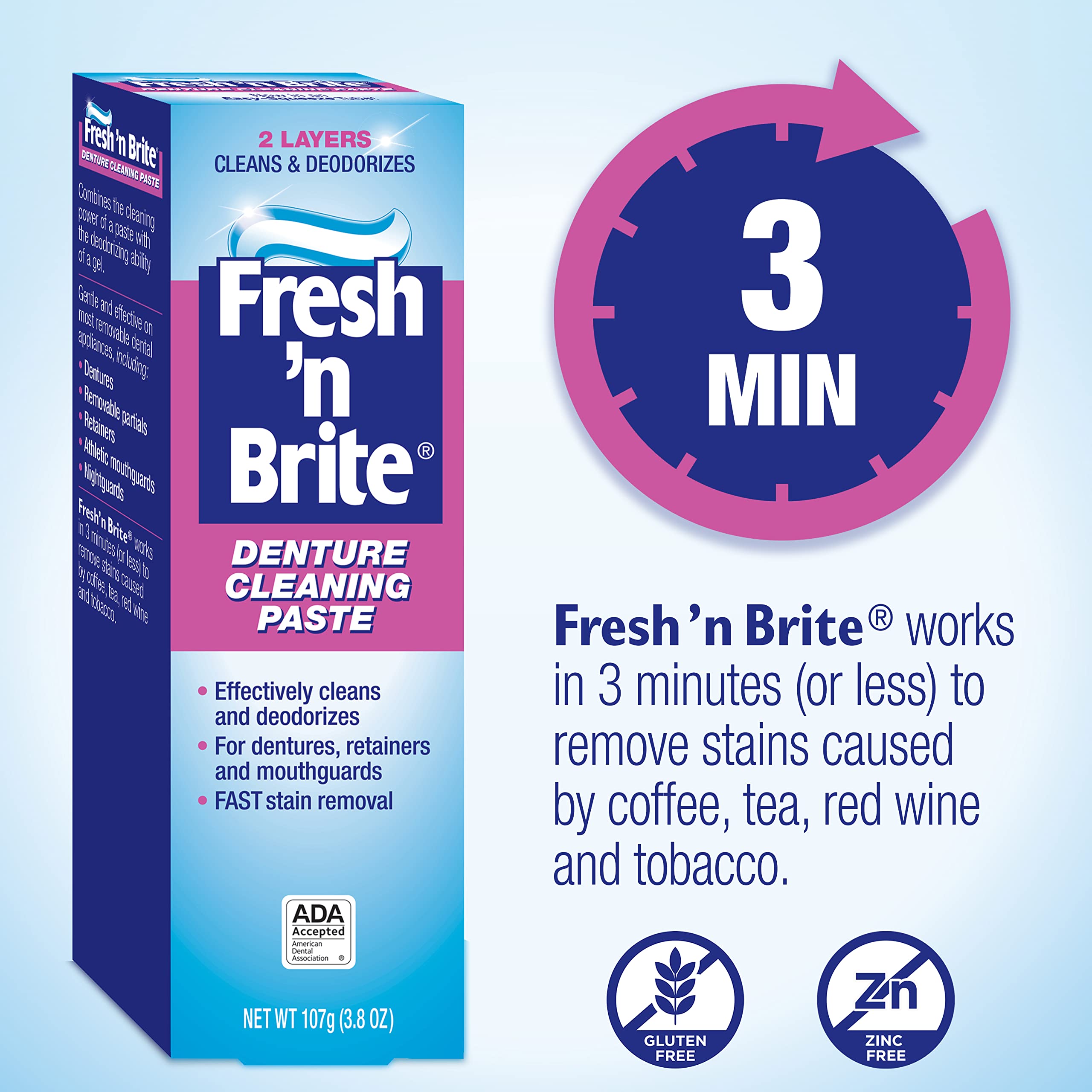 Stim-U-Dent Pâte Denture Frais Menthe: sensation fraîche et haleine durable.