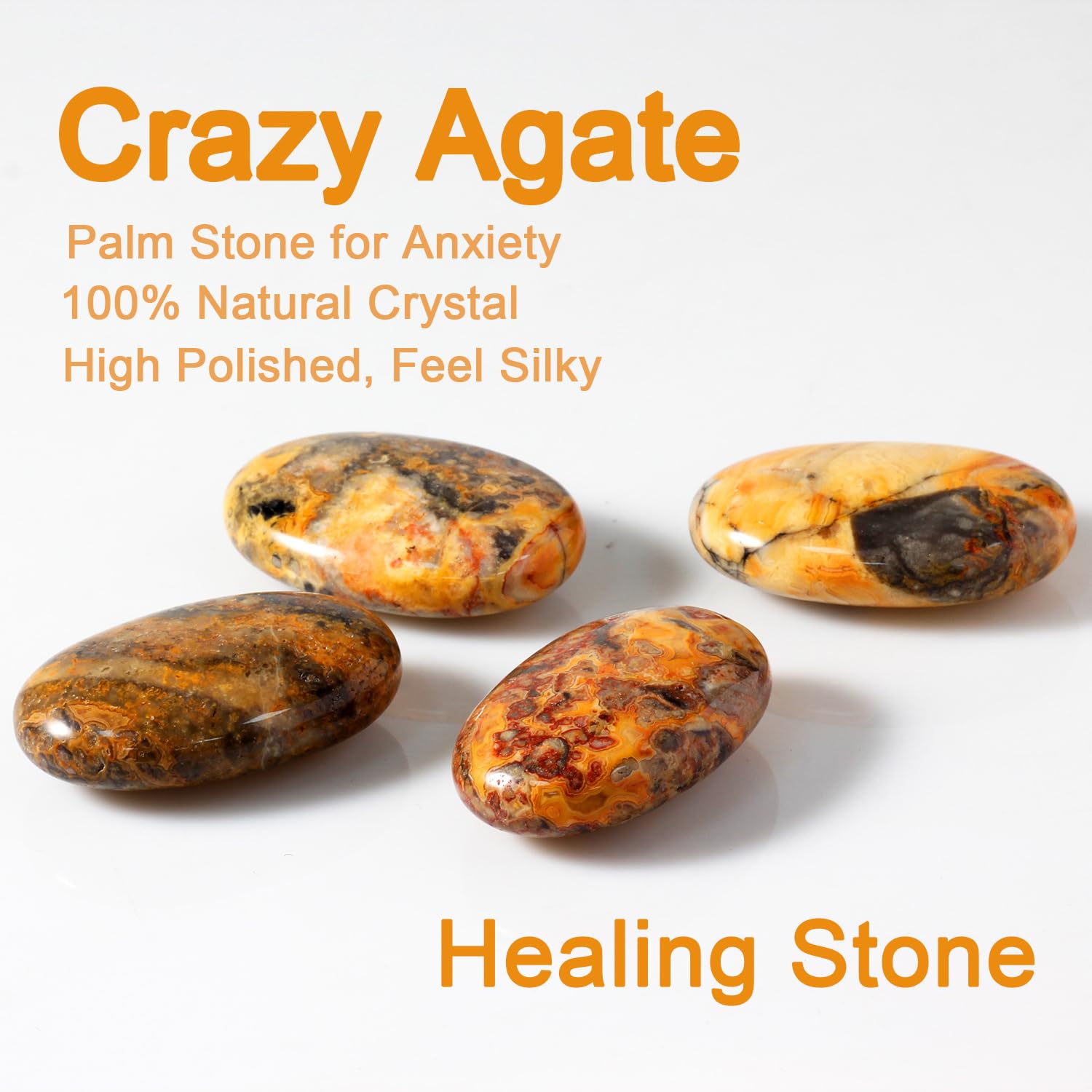 Stino agate folle, pierre paume polie, finition brillante et agréable