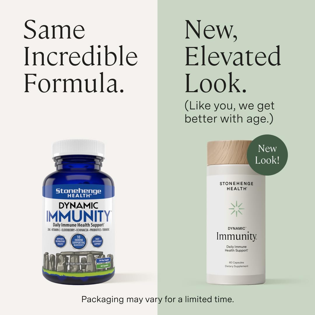 Ingrédients 10-en-1 de Stonehenge Health Immunité Dynamique, soutien quotidien potentiel.