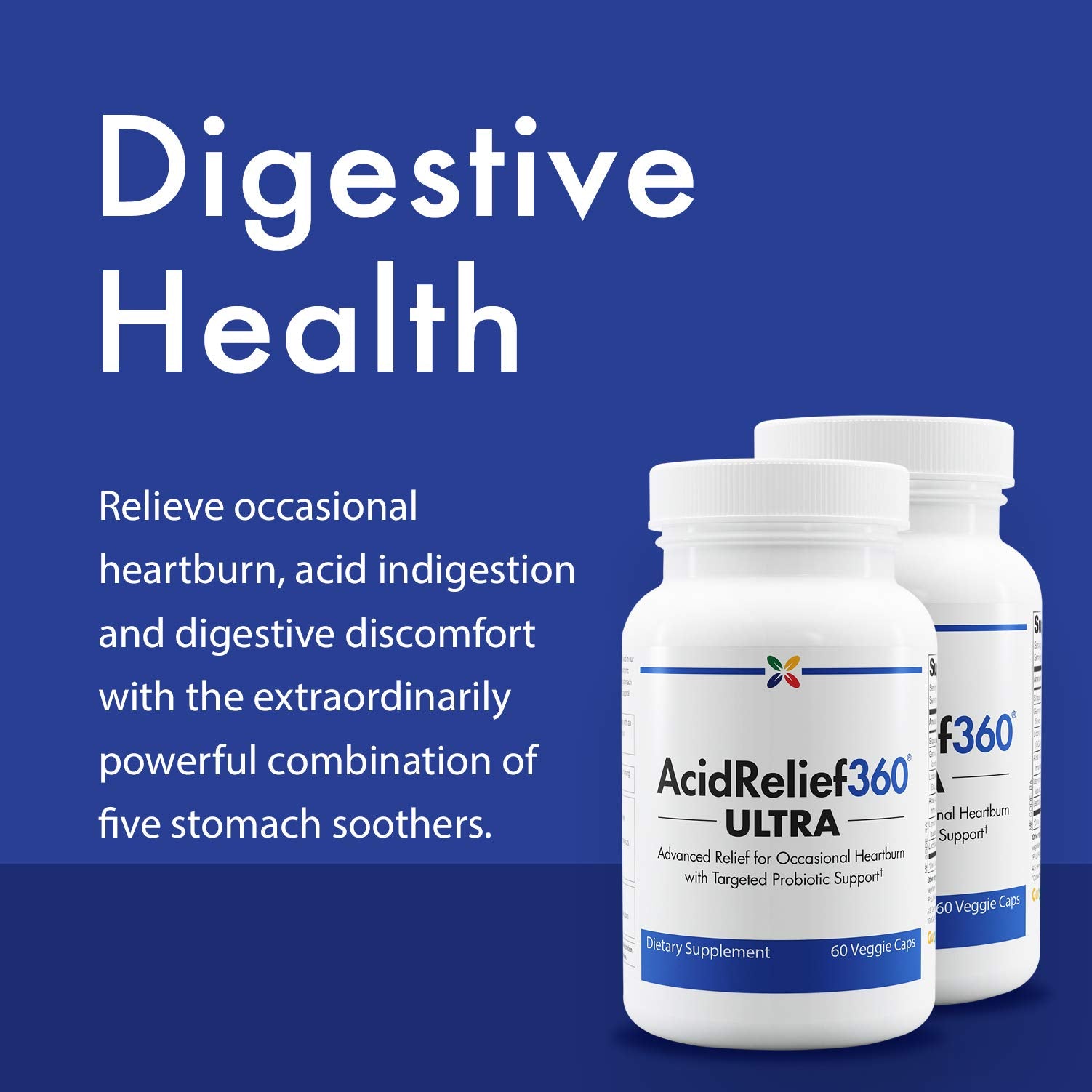 AcidRelief360 Ultra, probiotiques ciblés pour soutenir l'équilibre des bactéries de l'estomac.