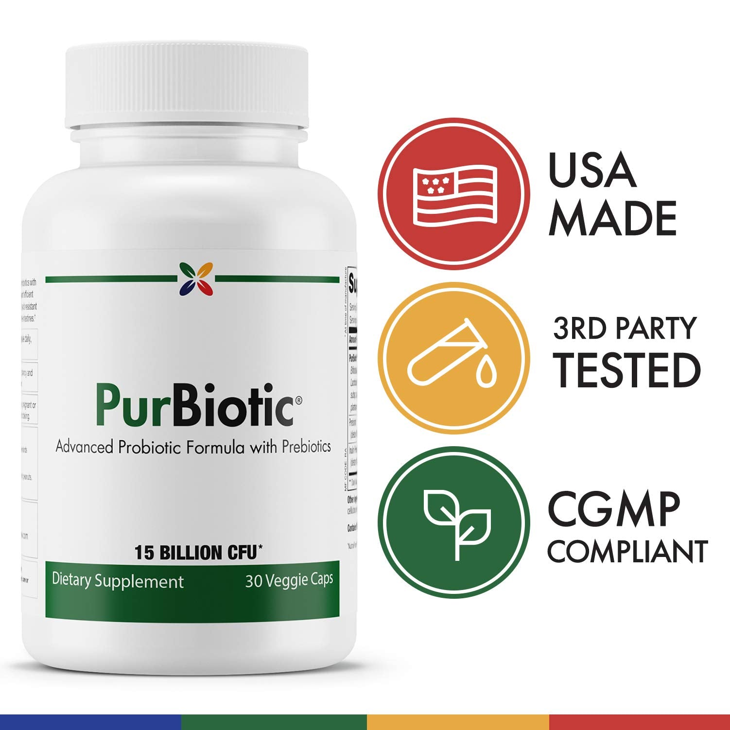 Étiquette lisible PurBiotic, dose quotidienne mise en évidence