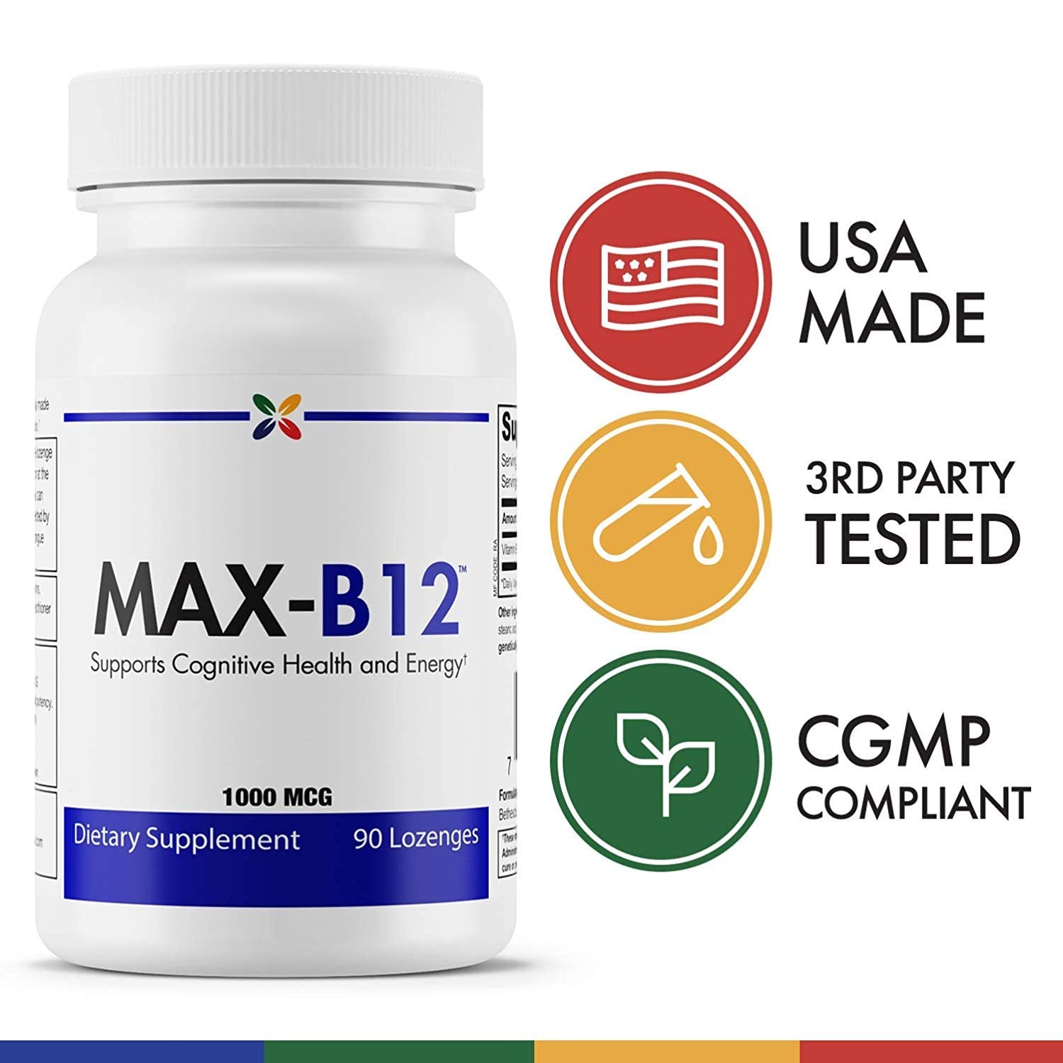 Boîte Stop Aging Now MAX-B12, 90 pastilles pratique pour usage quotidien.