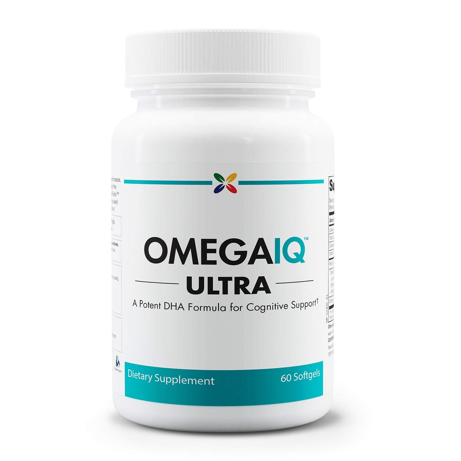 Stop Aging Now OmegaIQ - bouteille de gélules, soutien potentiel pour cerveau et cœur.