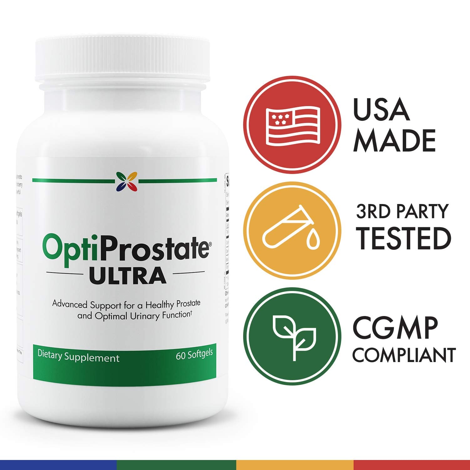 Stop Aging Now OptiProstate Ultra – extrait palmier sabal et bêta-sitostérol illustrés dans la formule.