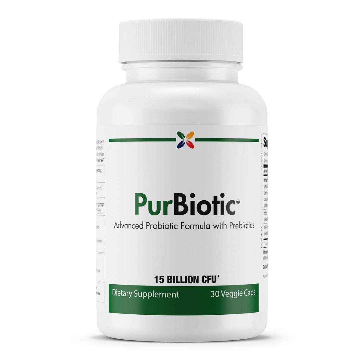 Stop Aging Now PurBiotic : bouteille montrant la dose quotidienne et son potentiel digestif