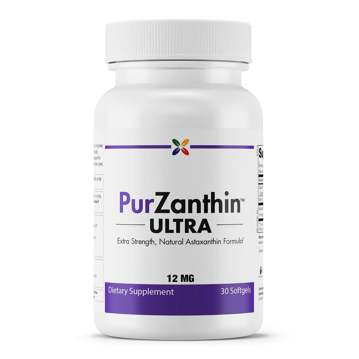 Stop Aging Now PurZanthin: bouteille et gélules, soutien potentiel à la vitalité quotidienne.