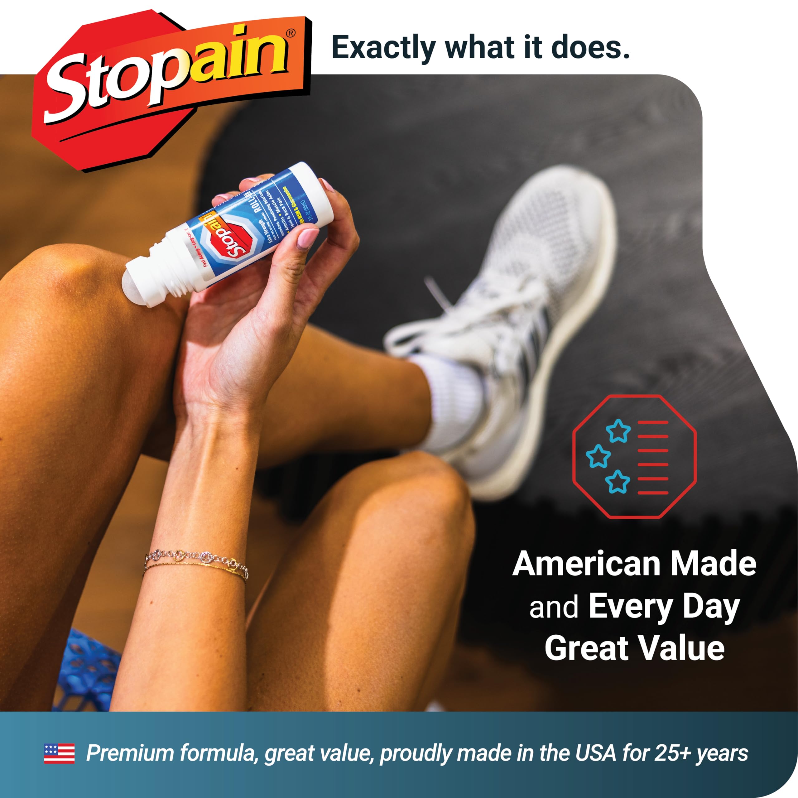 Stopain Gel Roll-On 3oz - Application quotidienne simple et sans taches.