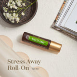 Young Living Stress Away Roll-On, format portable pour usage en déplacement.