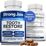 Strong Jaw: bouteille en vue frontale, soutien quotidien des dents et de l’émail.