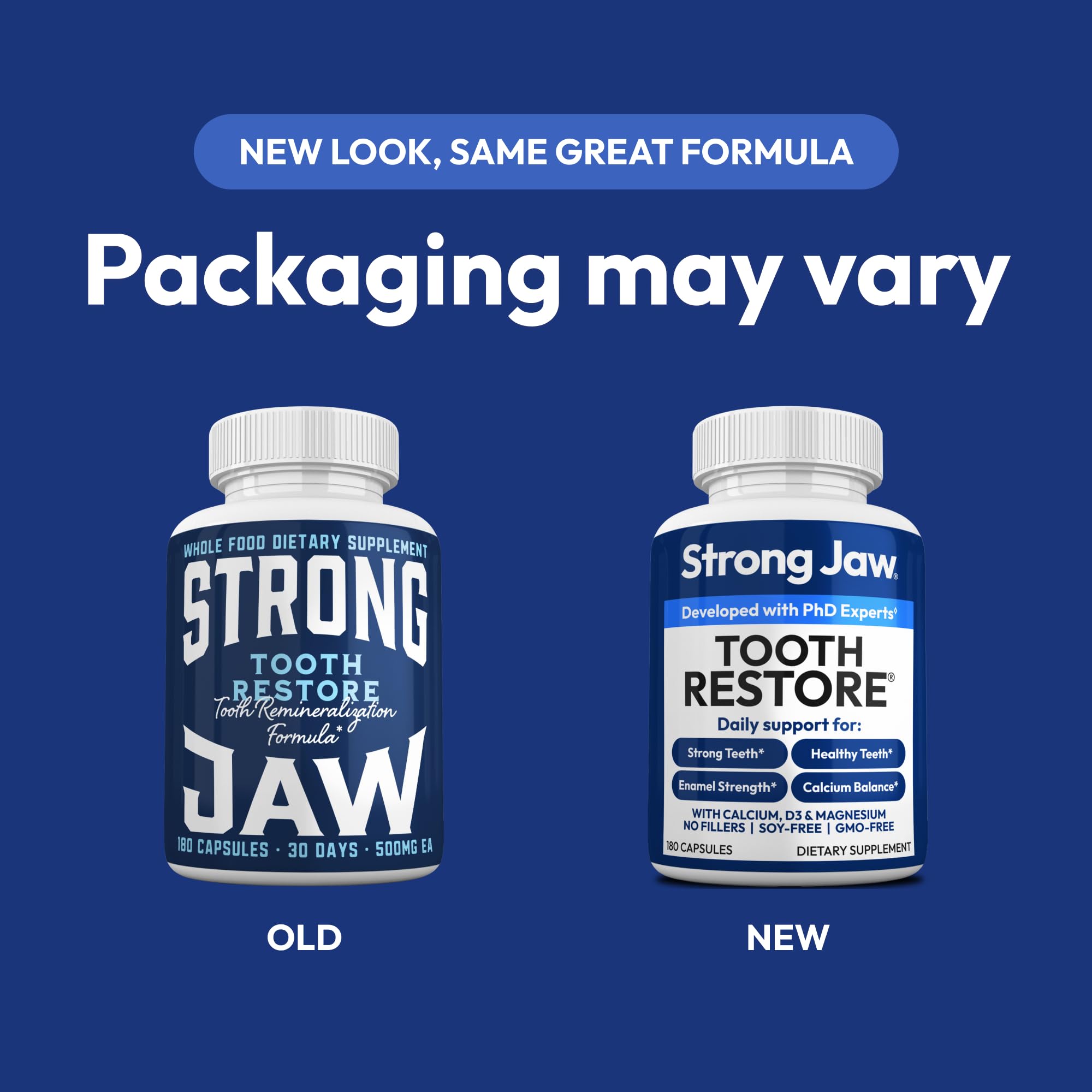 Strong Jaw: emballage dentaire, Complément calcium pour des dents fortes.